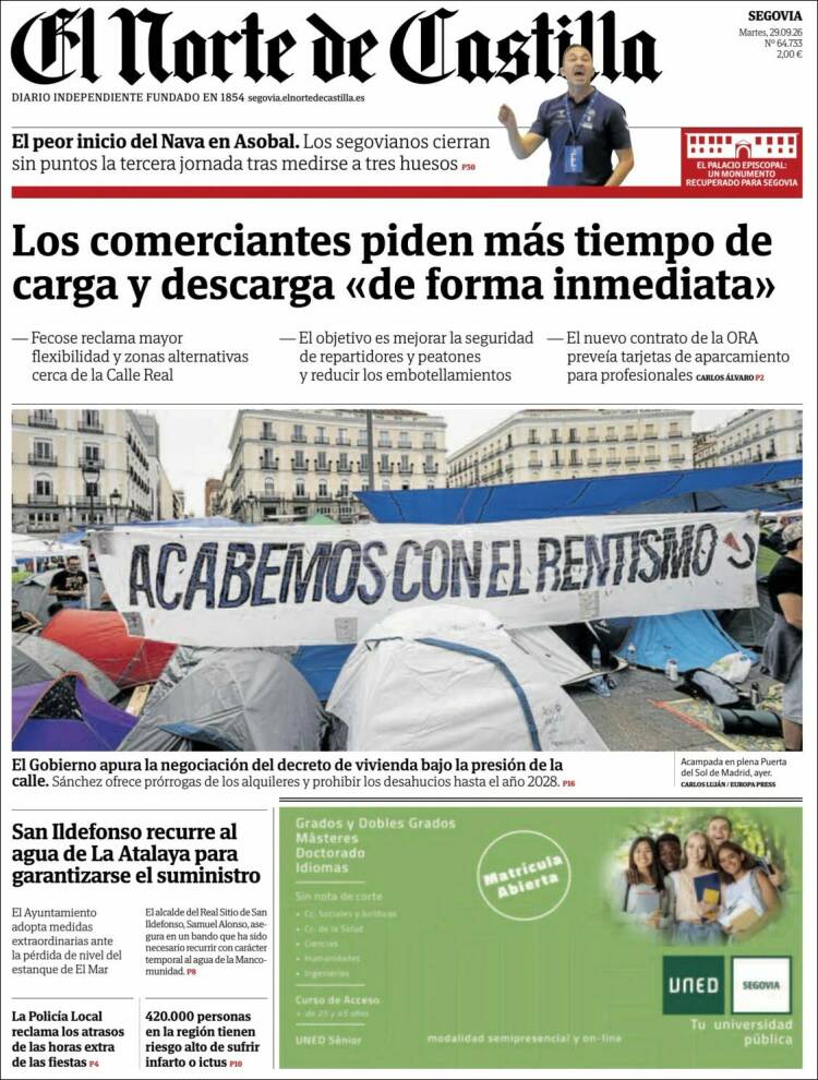Portada de Norte de Castilla - Segovia (Espa&ntilde;a)
