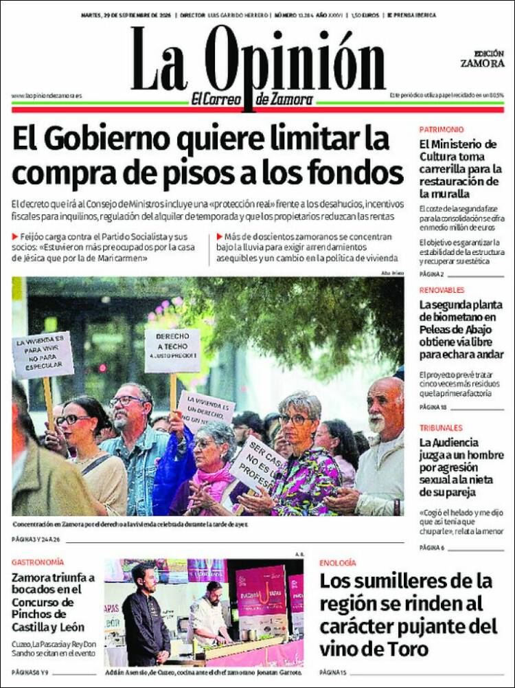 Portada de La Opinión - El Correo de Zamora (Espa&ntilde;a)