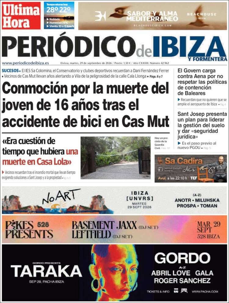 Portada de Periódico de Ibiza (Espa&ntilde;a)