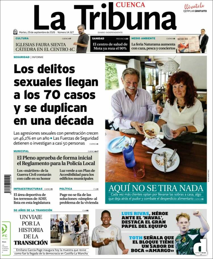 Portada de La Tribuna de Cuenca (Espa&ntilde;a)