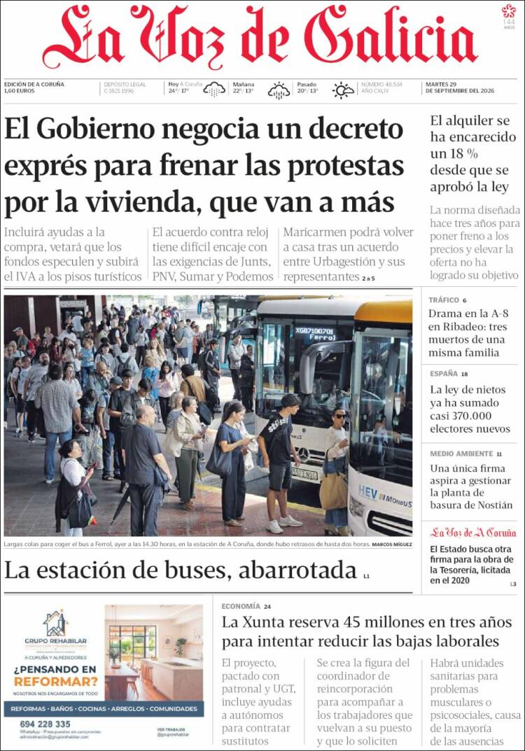 Portada de La Voz de Galicia (Espa&ntilde;a)