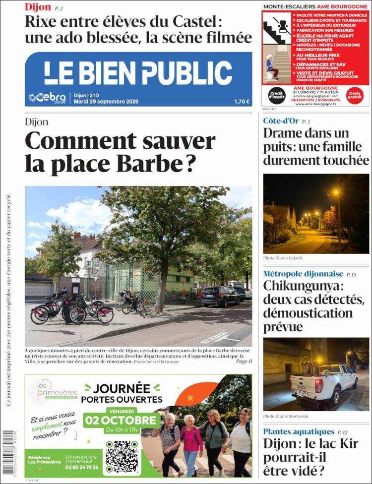 Portada de Le Bien Public (Francia)