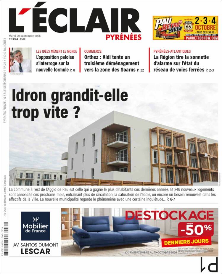 Portada de L'Eclair des Pyrénées (Francia)