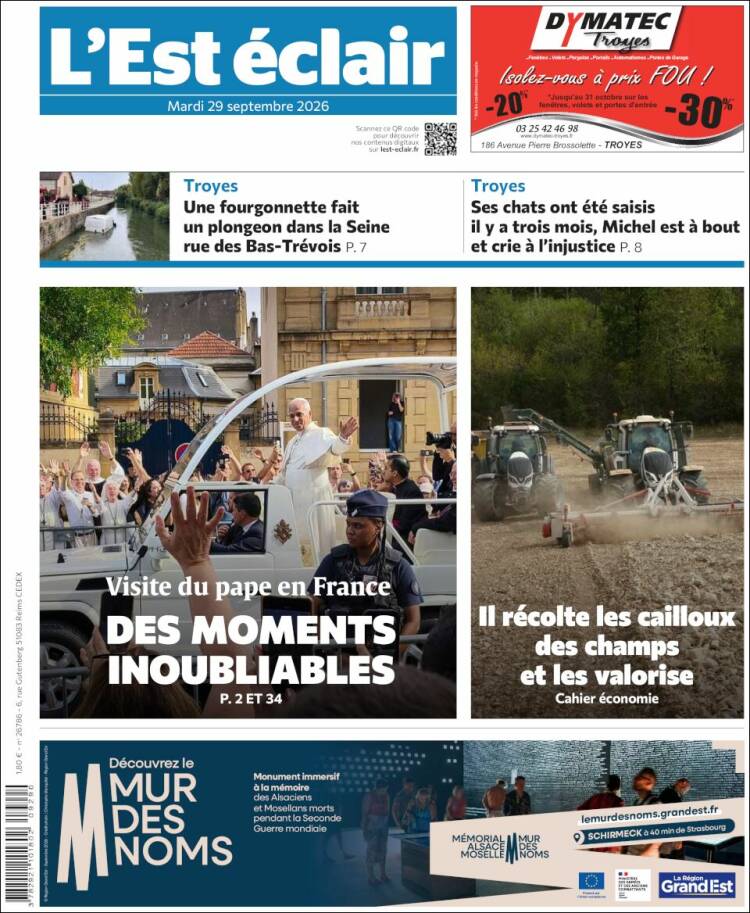Portada de L'Est Eclair (Francia)