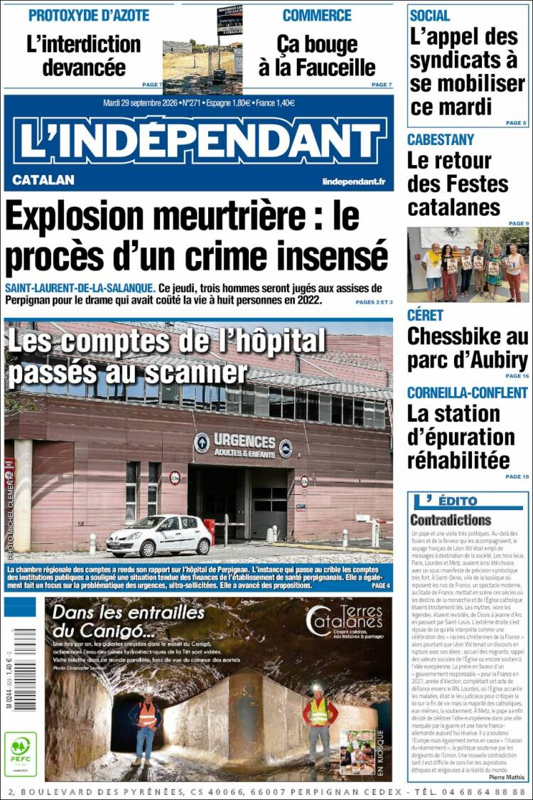 Portada de Le Indépendant (Francia)