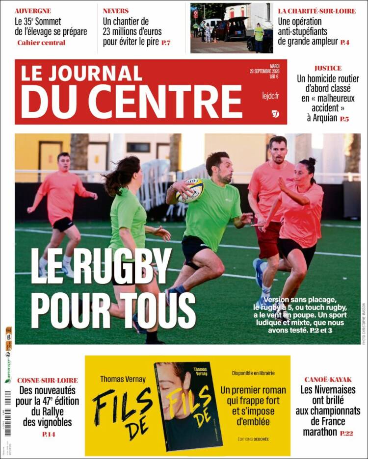 Portada de Le Journal du Centre (Francia)