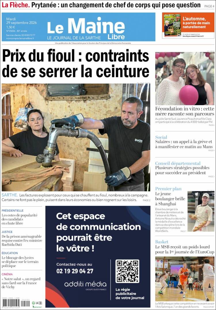 Portada de Le Maine Libre (Francia)