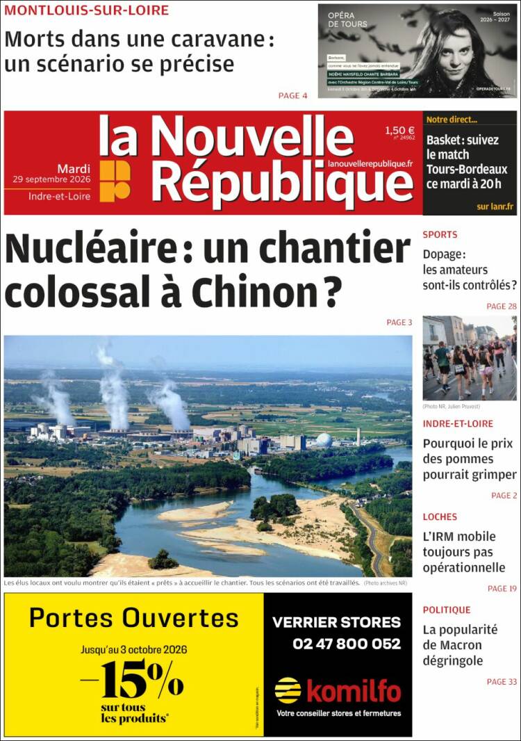 Portada de La Nouvelle Republique (Francia)