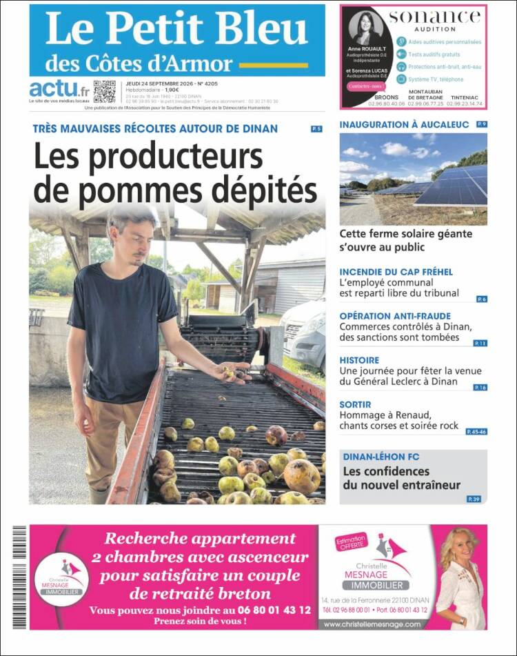 Portada de Le Petit Bleu (Francia)