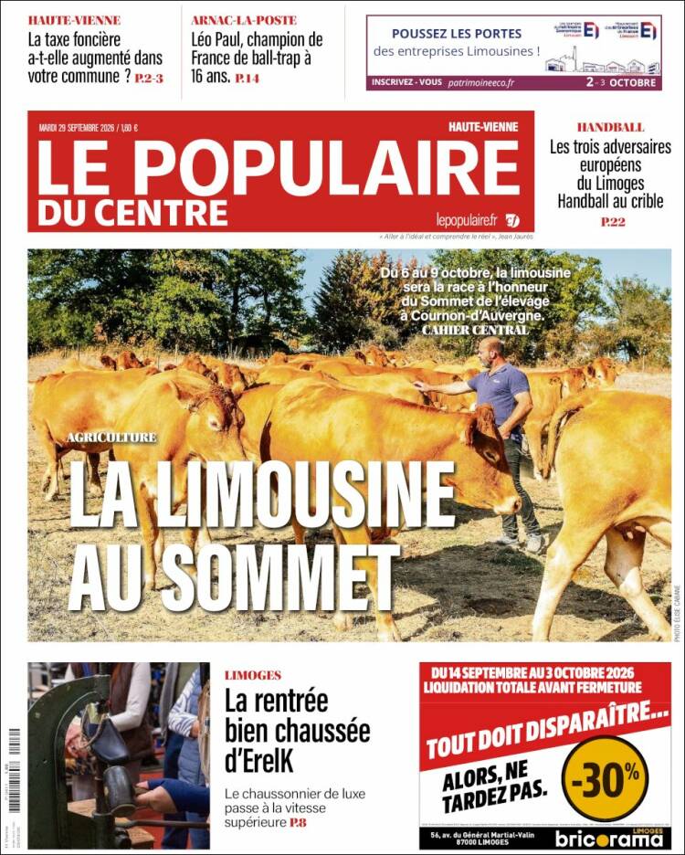 Portada de Le Populaire du Centre (Francia)