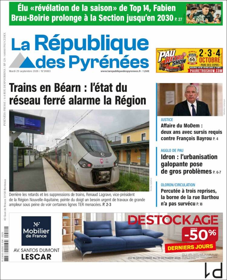 Portada de La République des Pyrénées (Francia)