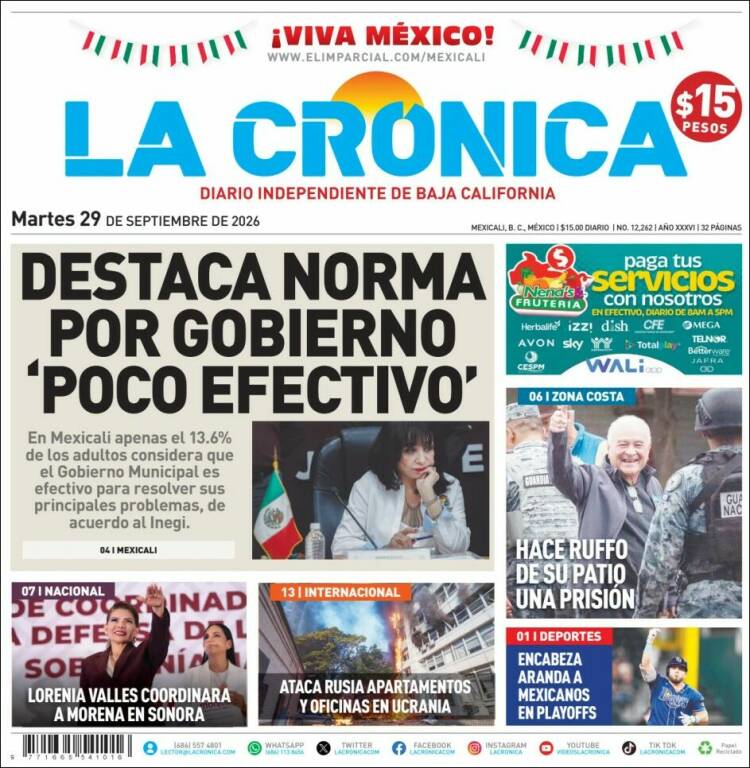 Portada de La Crónica de Baja California (M&eacute;xico)