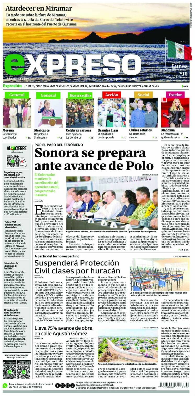 Portada de Expreso (M&eacute;xico)
