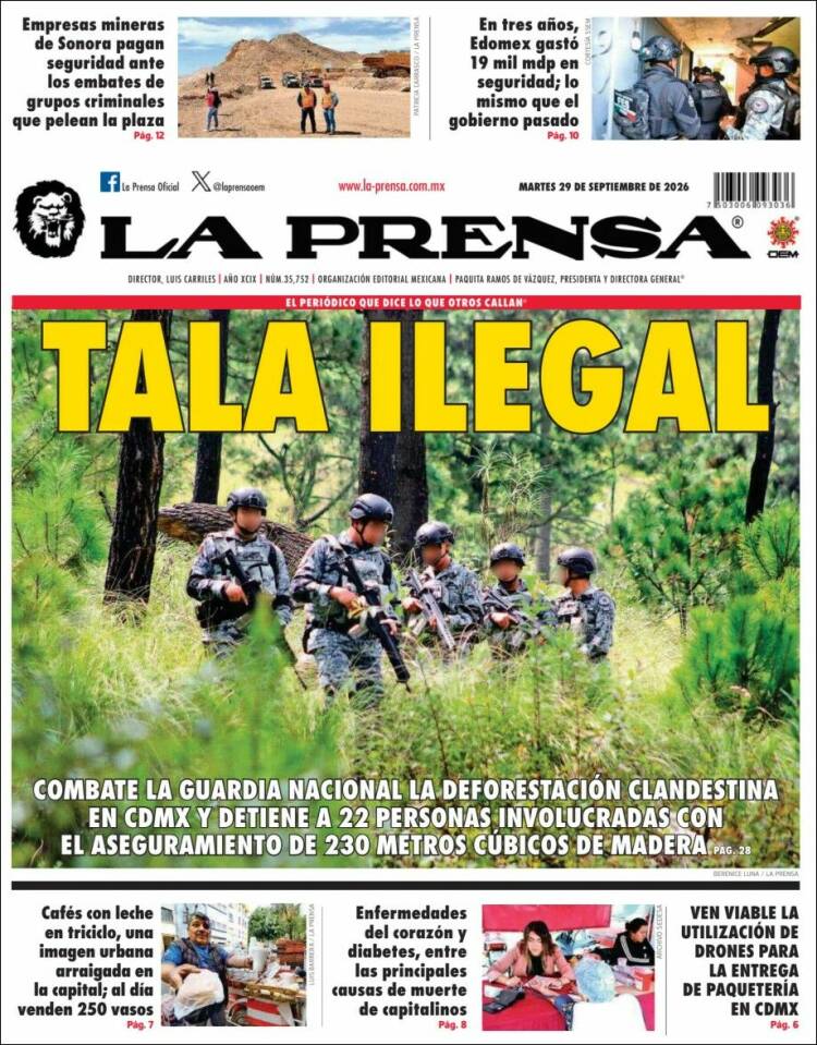 Portada de La Prensa (Mexique)