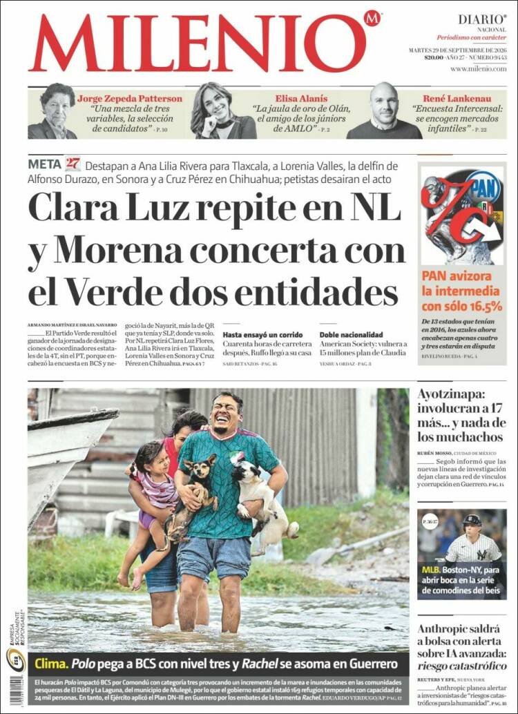 Portada de Milenio (M&eacute;xico)