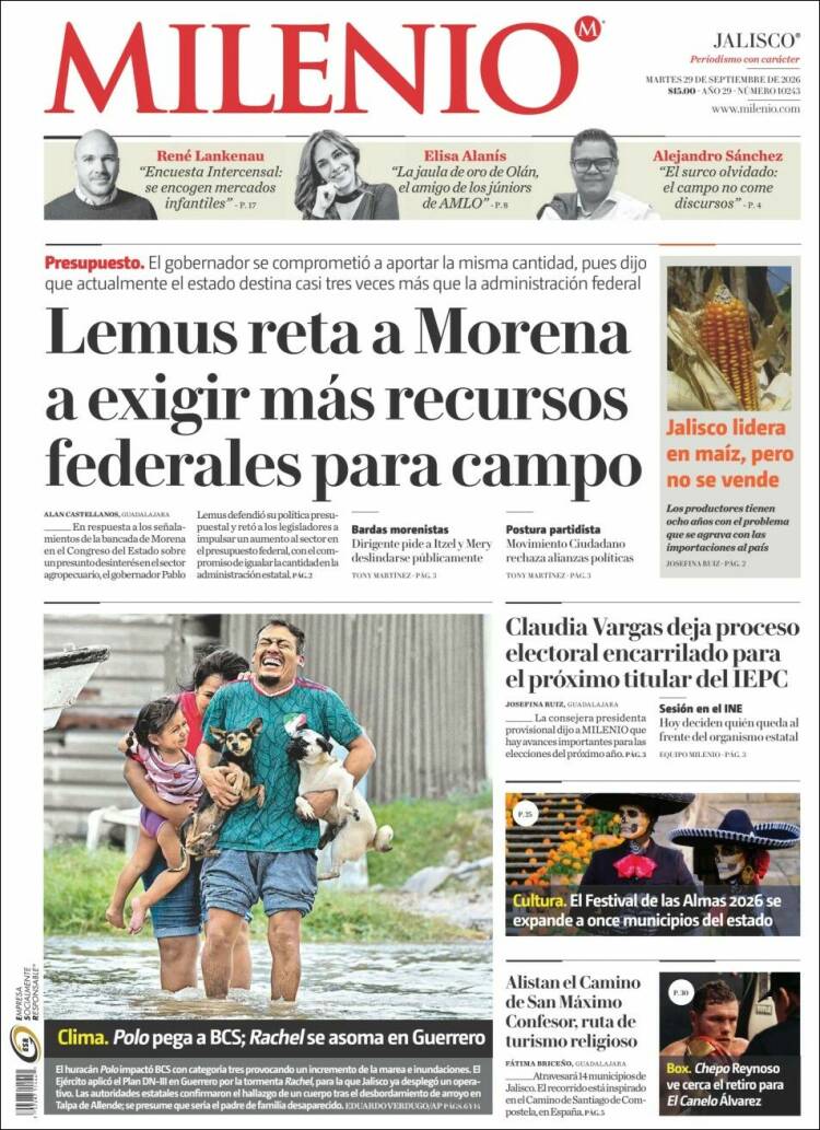 Portada de Milenio - Jalisco (M&eacute;xico)