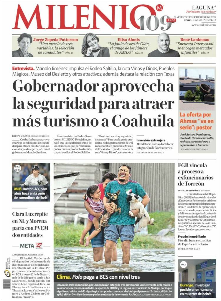 Portada de Milenio - Laguna (M&eacute;xico)