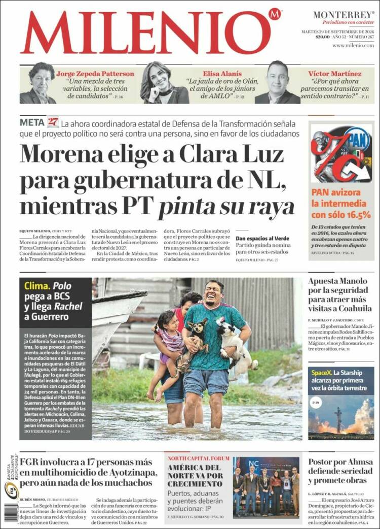 Portada de Milenio de Monterrey (M&eacute;xico)