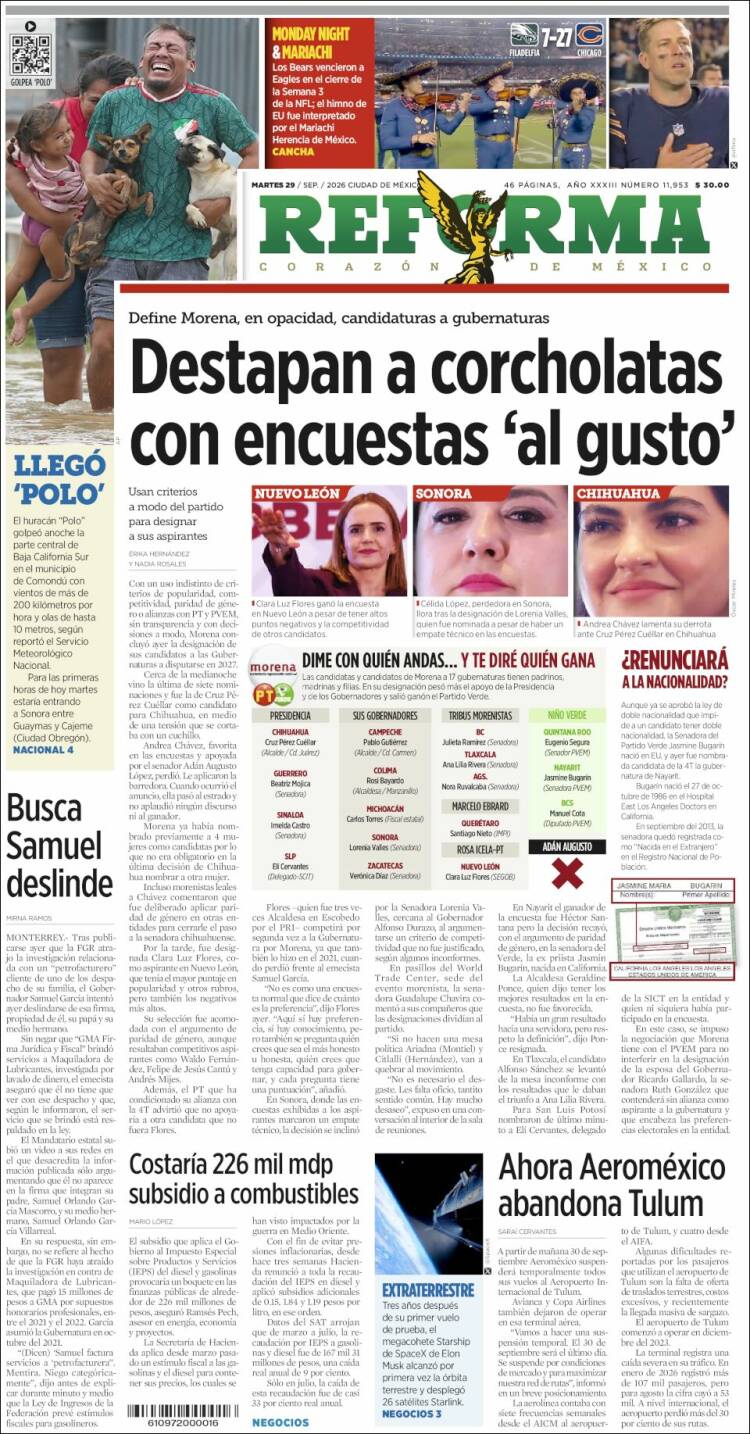 Portada de Reforma (M&eacute;xico)