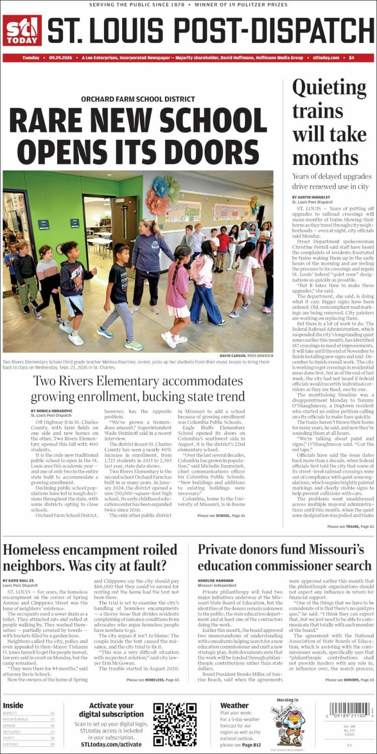 Portada de St. Louis Post-Dispatch (USA)