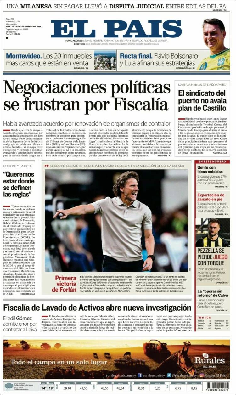Portada de El País (Uruguay)