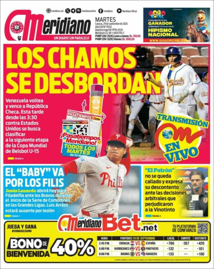 Portada de Meridiano (Venezuela)