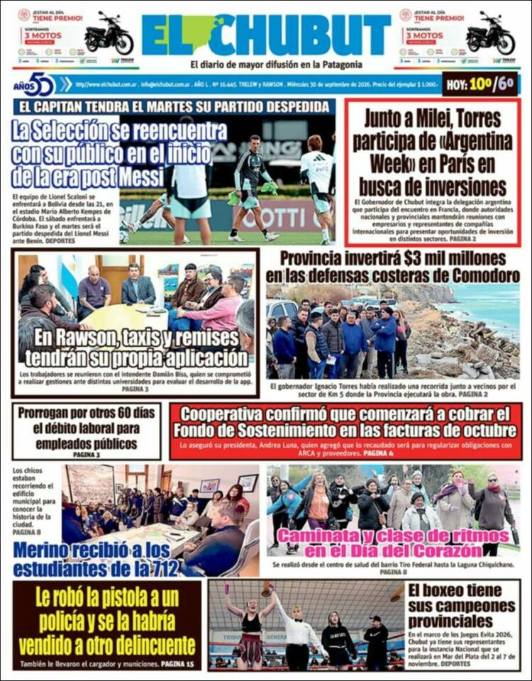Portada de El Chubut (Argentina)