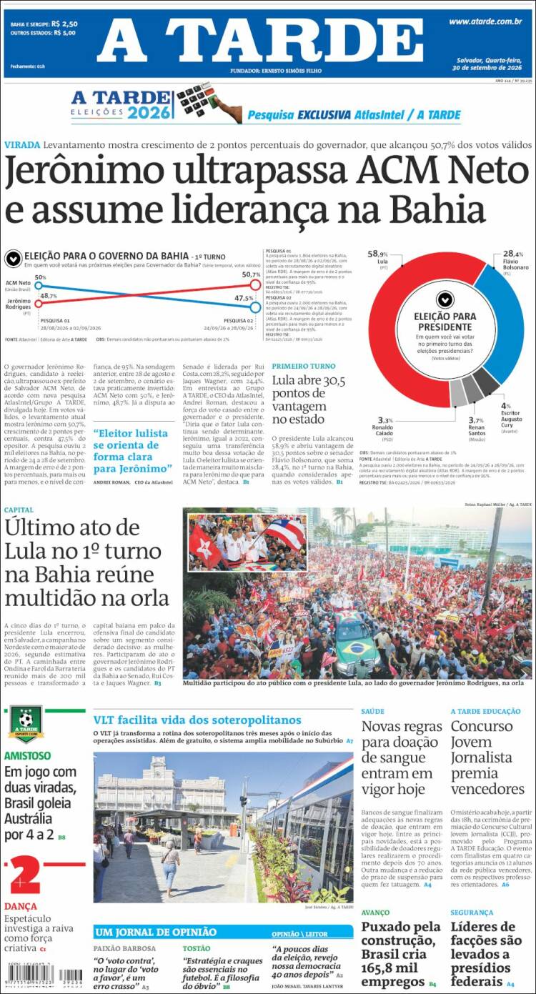 Portada de Diário A Tarde (Brasil)