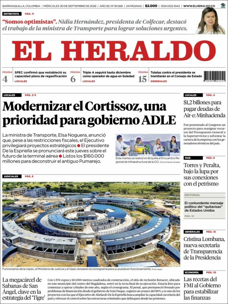 Portada de El Heraldo (Colombia)