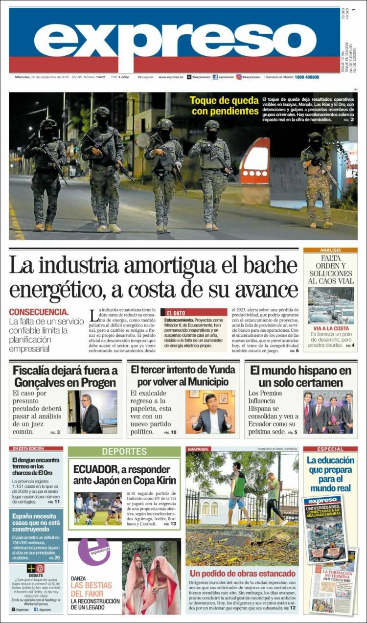 Portada de Expreso (Ecuador)