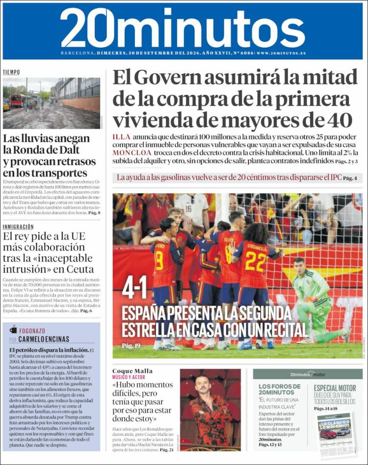 Portada de 20 Minutos - Barcelona (Espa&ntilde;a)