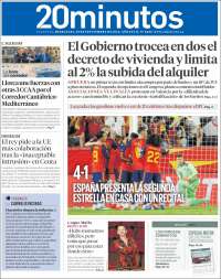 Portada de 20 Minutos - Valencia (Espa&ntilde;a)