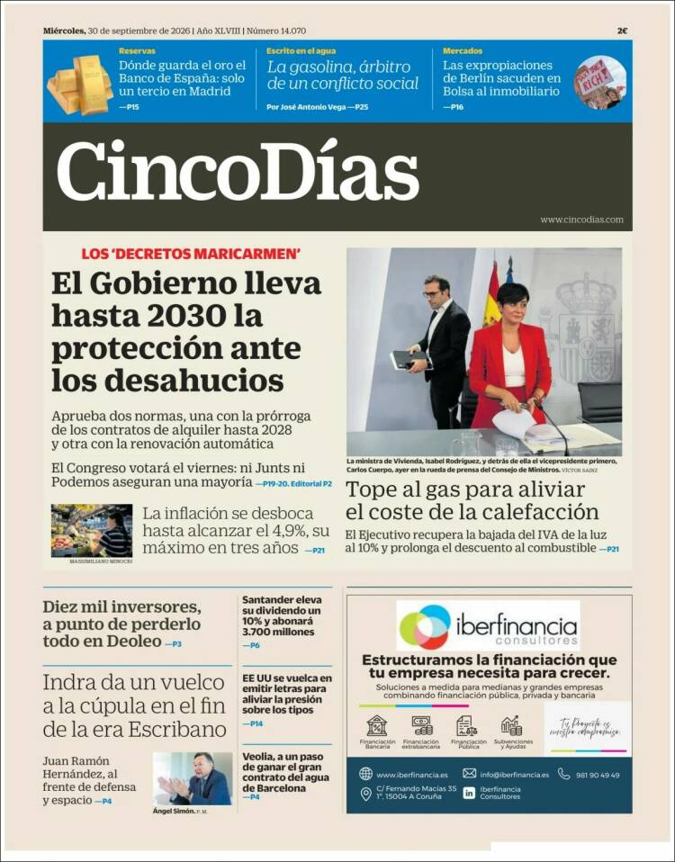 Portada de Cinco Días (Espa&ntilde;a)