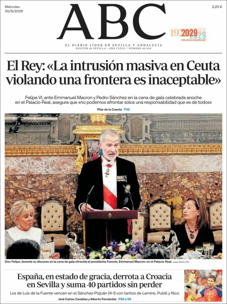 Portada de ABC - Sevilla (Espa&ntilde;a)