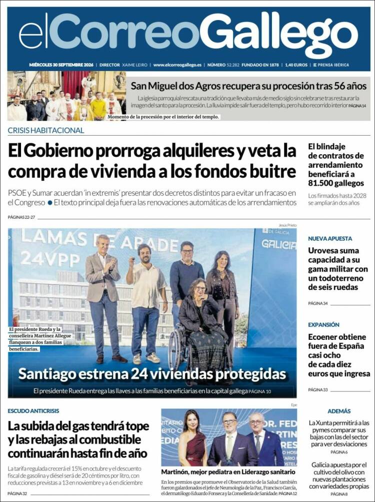 Portada de El Correo Gallego (Espa&ntilde;a)