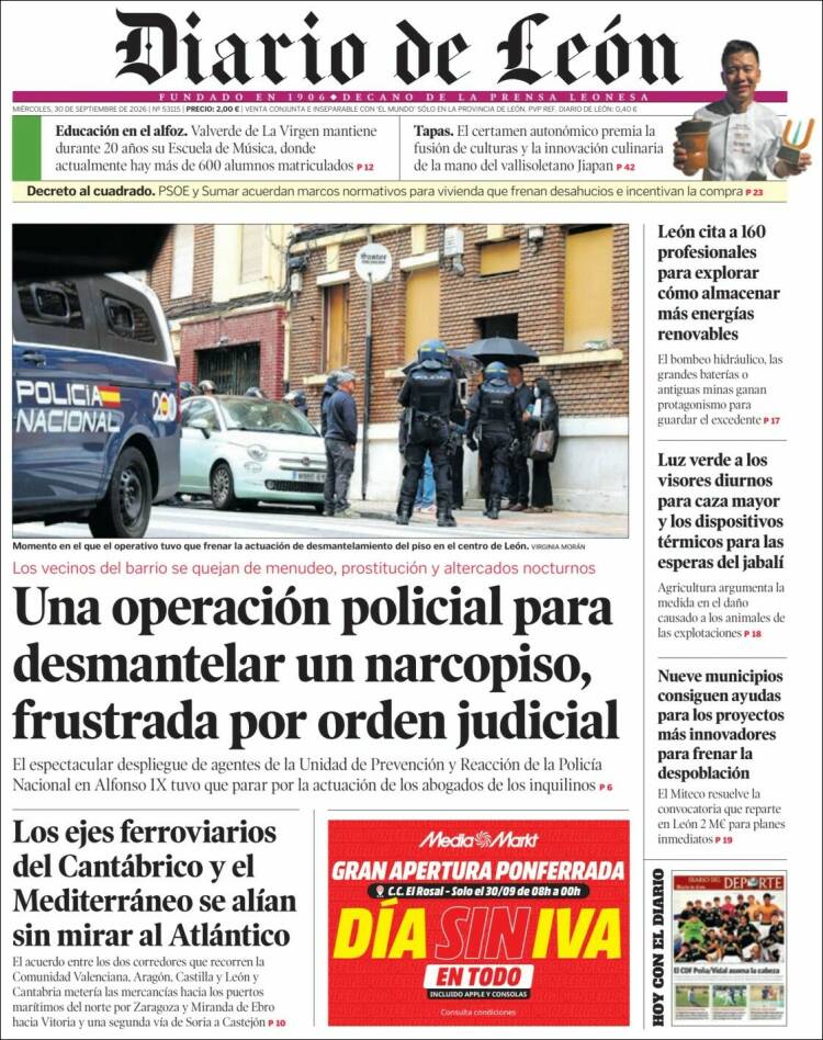 Portada de Diario de León (Espa&ntilde;a)