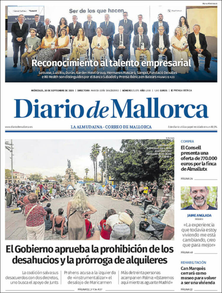 Portada de Diario de Mallorca (Espa&ntilde;a)