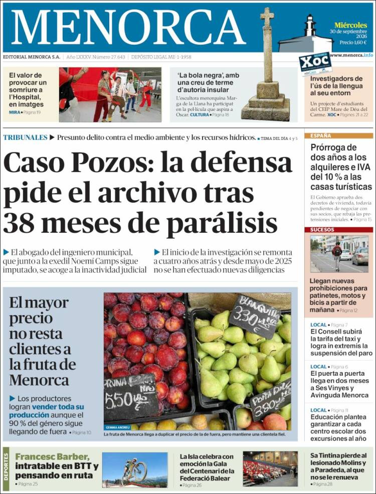 Portada de Menorca - Diario Insular (Espa&ntilde;a)