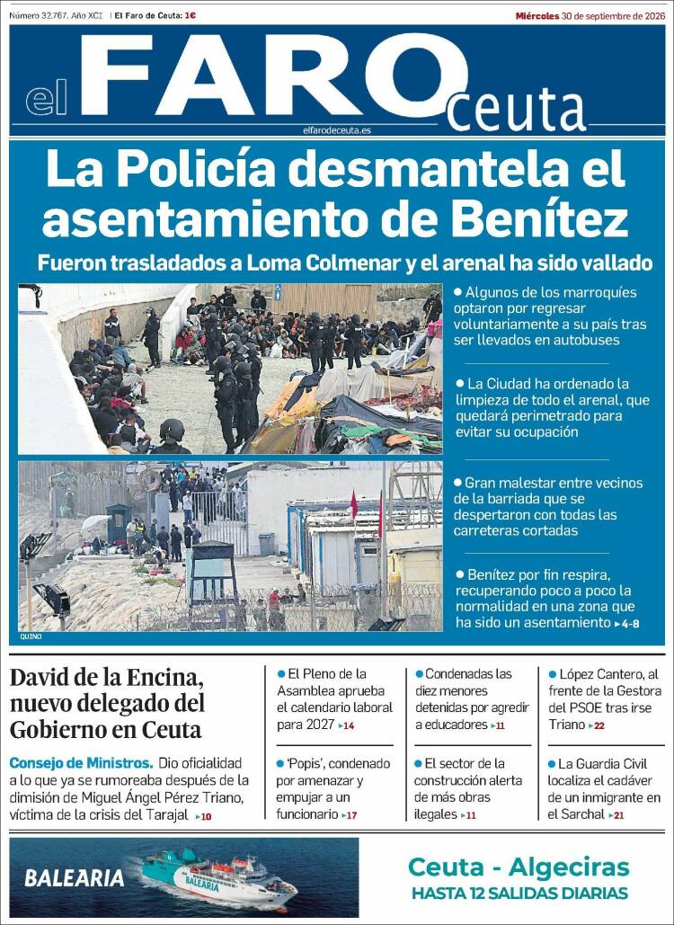 Portada de El Faro de Ceuta (Espa&ntilde;a)