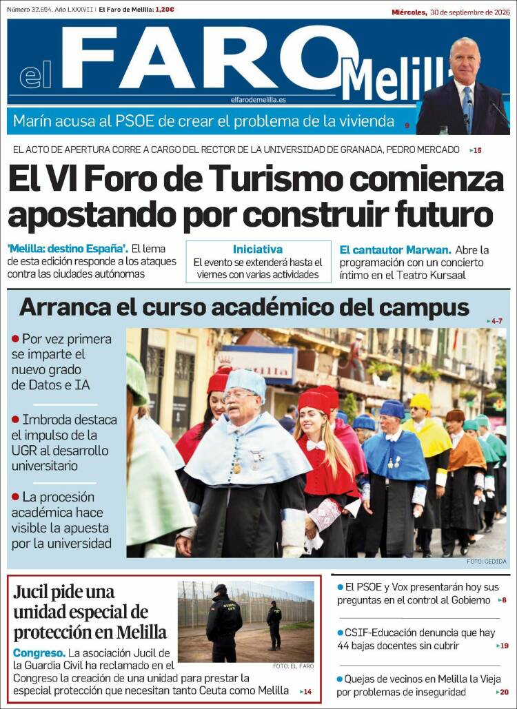 Portada de El Faro de Melilla (Espa&ntilde;a)