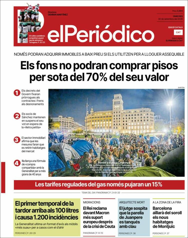 Portada de El Periódico de Catalunya (Espa&ntilde;a)