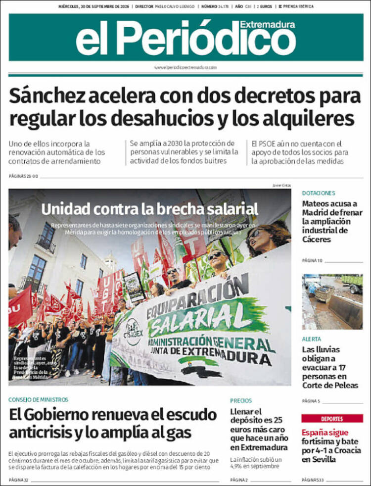 Portada de El Periódico de Extremadura (Espa&ntilde;a)