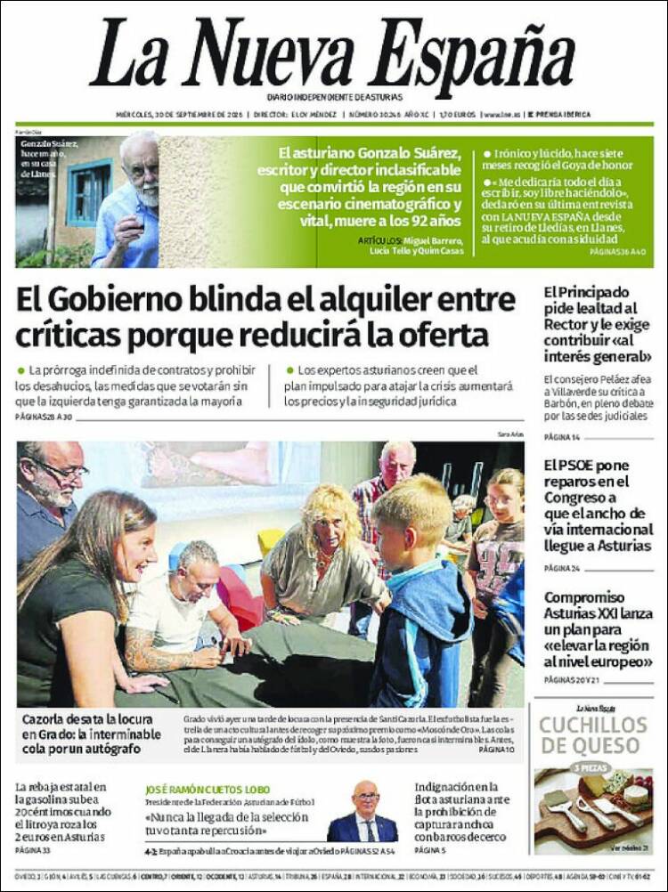 Portada de La Nueva España (Espa&ntilde;a)