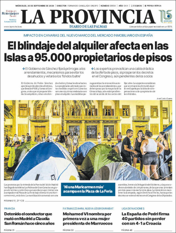Portada de La Provincia (Espa&ntilde;a)