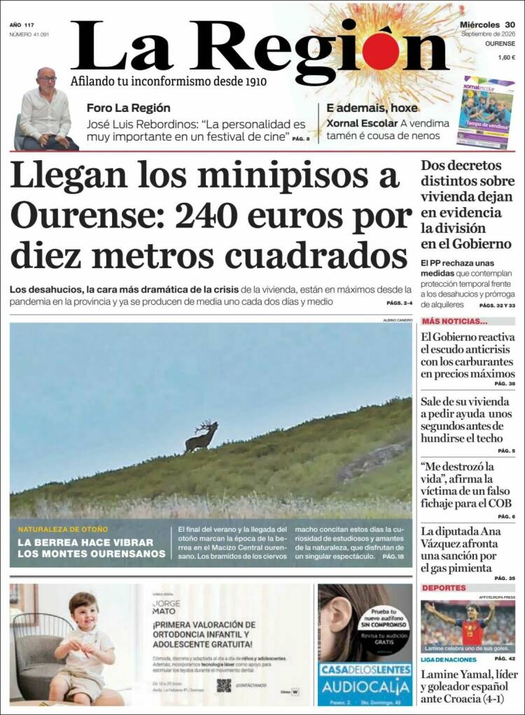 Portada de La Región de Ourense (Espa&ntilde;a)