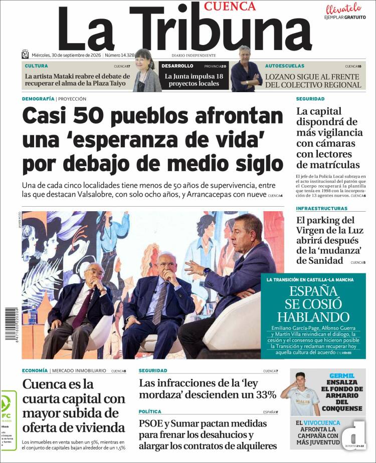 Portada de La Tribuna de Cuenca (Espagne)
