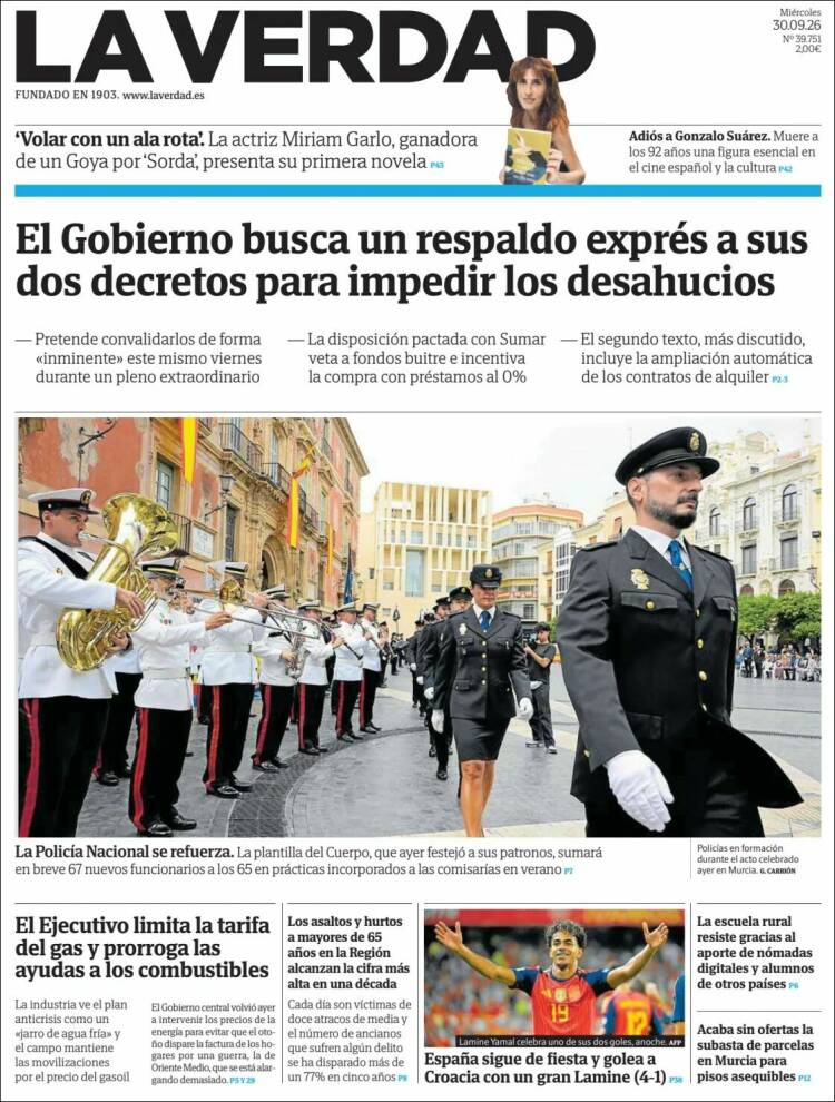 Portada de La Verdad de Murcia (Espa&ntilde;a)