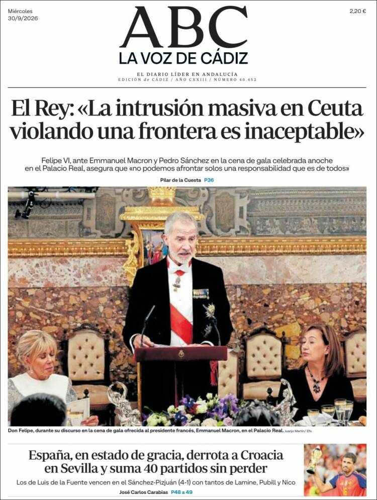 Portada de La Voz de Cádiz (Espa&ntilde;a)