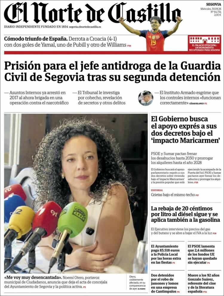 Portada de Norte de Castilla - Segovia (Spain)