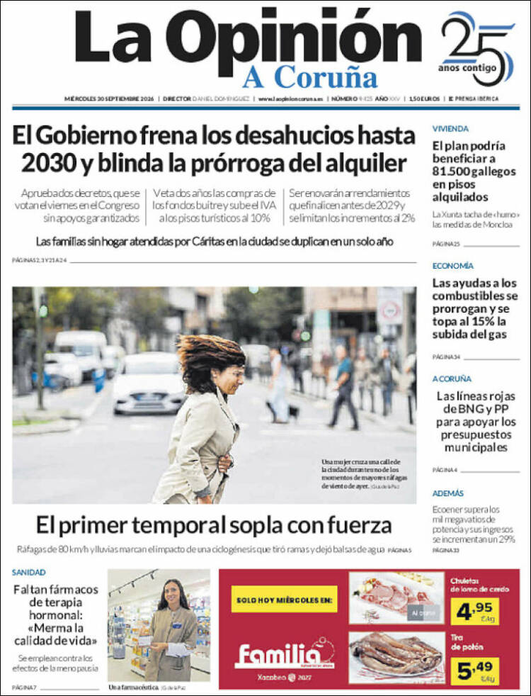 Portada de La Opinión de A Coruña (Espa&ntilde;a)